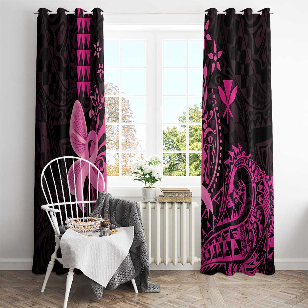 Hawaii Breast Cancer Window Curtain Girl Floral Kakau Pattern