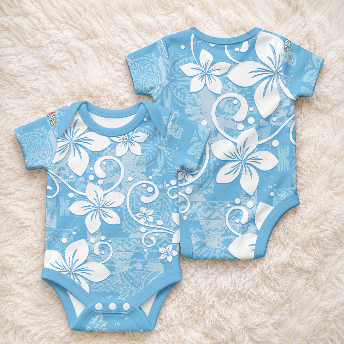 Fiji Tapa Pattern Baby Onesie Plumeria Floral LT01 - Polynesian Pride