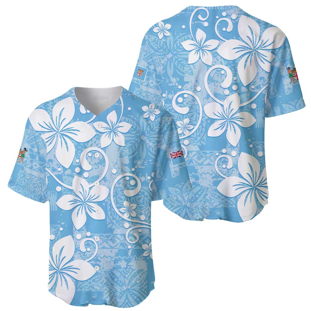 Fiji Tapa Pattern Baseball Jersey Plumeria Floral