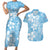 Fiji Tapa Pattern Couples Matching Short Sleeve Bodycon Dress and Hawaiian Shirt Plumeria Floral