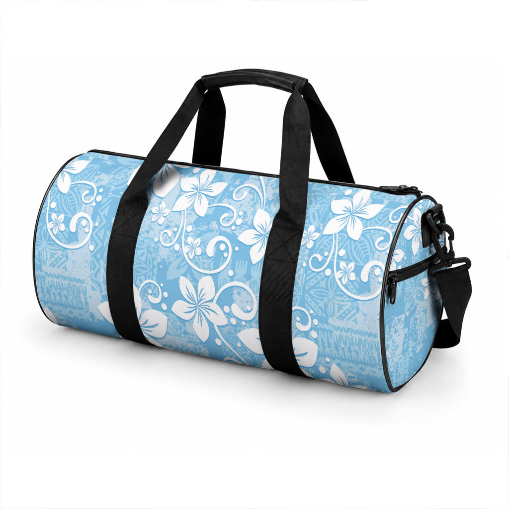 Fiji Tapa Pattern Duffle Bag Plumeria Floral LT01 - Polynesian Pride