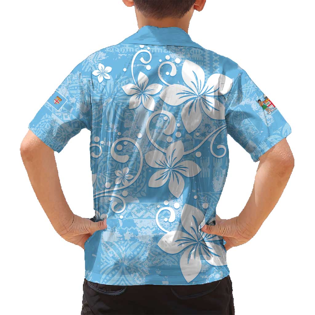 Fiji Tapa Pattern Family Matching Long Sleeve Bodycon Dress and Hawaiian Shirt Plumeria Floral LT01 - Polynesian Pride