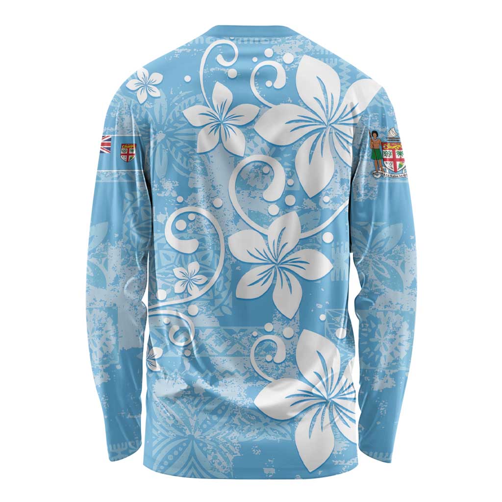 Fiji Tapa Pattern Long Sleeve Shirt Plumeria Floral