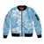 Fiji Tapa Pattern Sleeve Zip Bomber Jacket Plumeria Floral