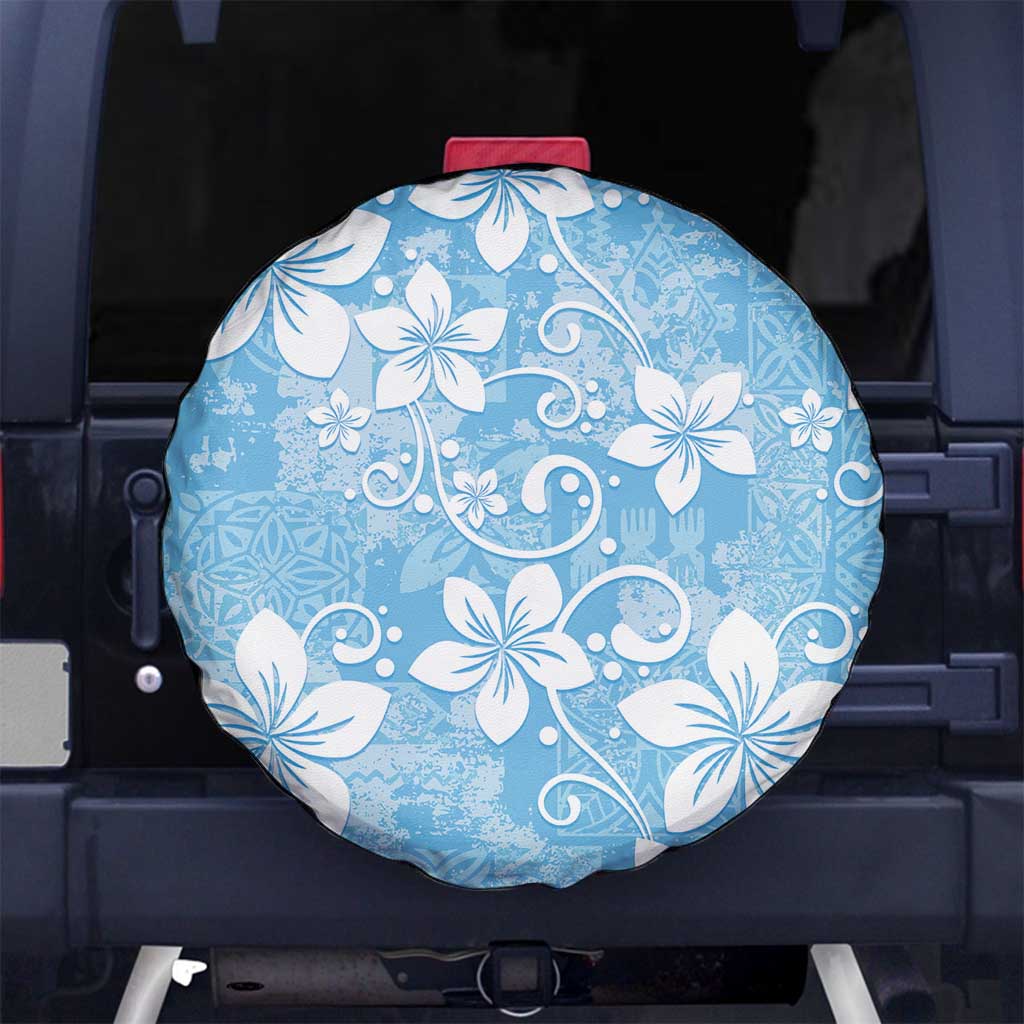Fiji Tapa Pattern Spare Tire Cover Plumeria Floral