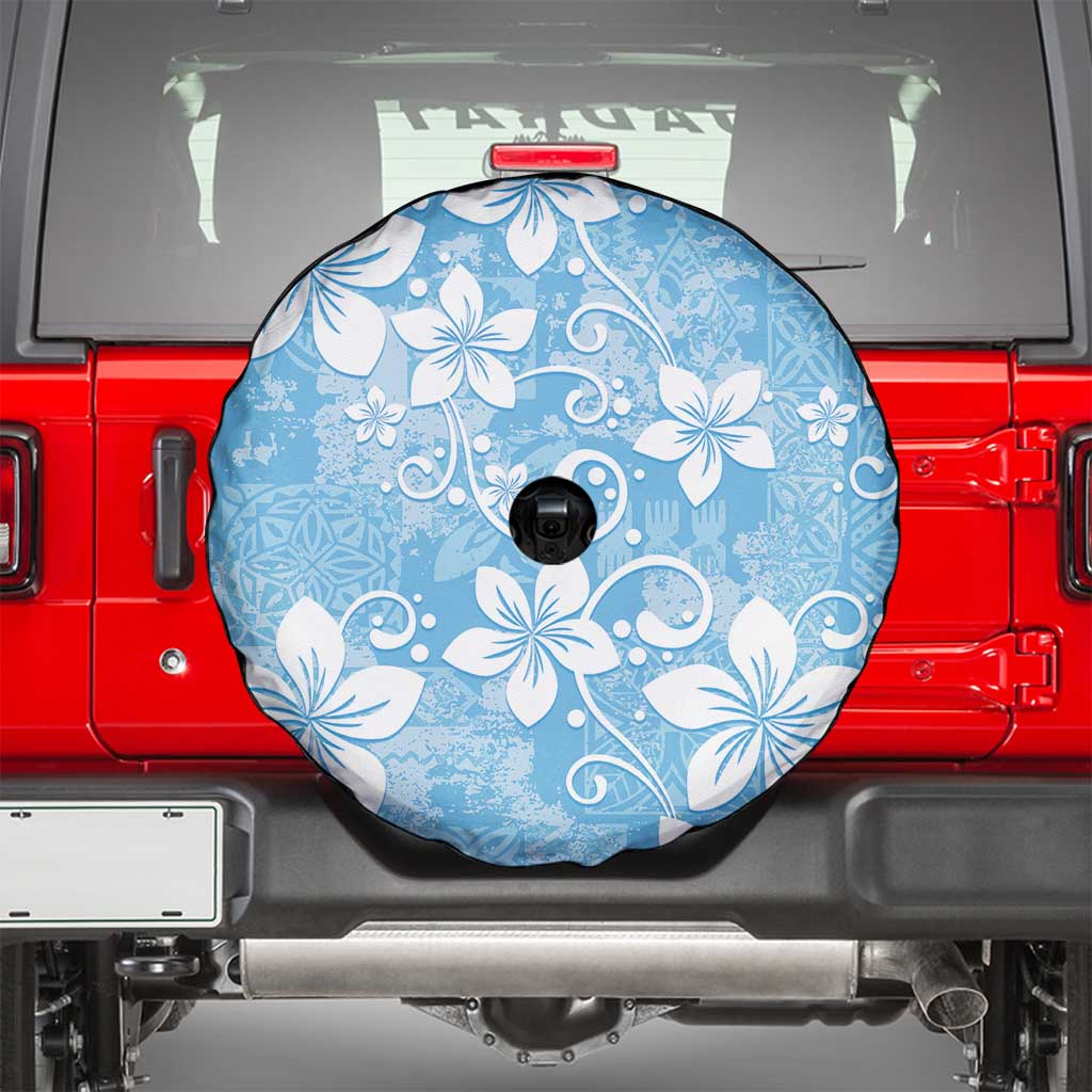 Fiji Tapa Pattern Spare Tire Cover Plumeria Floral