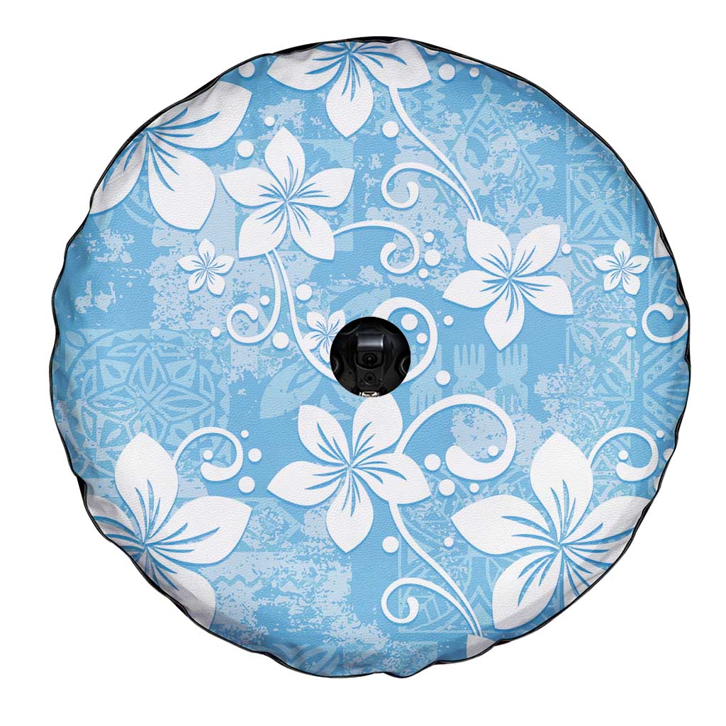 Fiji Tapa Pattern Spare Tire Cover Plumeria Floral