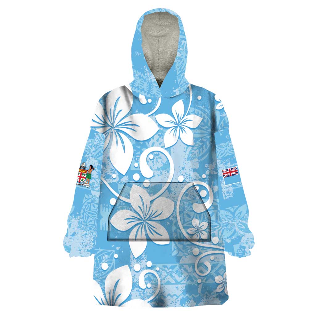 Fiji Tapa Pattern Wearable Blanket Hoodie Plumeria Floral