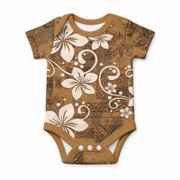 Plumeria Floral Tapa Pattern Vintage Gold Baby Onesie LT01 Gold - Polynesian Pride