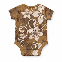 Plumeria Floral Tapa Pattern Vintage Gold Baby Onesie LT01 - Polynesian Pride