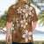 Plumeria Floral Tapa Pattern Vintage Gold Hawaiian Shirt