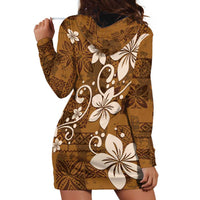 Plumeria Floral Tapa Pattern Vintage Gold Hoodie Dress