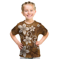Plumeria Floral Tapa Pattern Vintage Gold Kid T Shirt