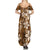 Plumeria Floral Tapa Pattern Vintage Gold Summer Maxi Dress