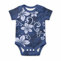 Plumeria Floral Tapa Pattern Navy Blue Baby Onesie LT01 Blue - Polynesian Pride