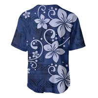 Plumeria Floral Tapa Pattern Navy Blue Baseball Jersey