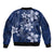 Plumeria Floral Tapa Pattern Navy Blue Bomber Jacket