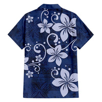 Plumeria Floral Tapa Pattern Navy Blue Family Matching Puletasi and Hawaiian Shirt LT01 - Polynesian Pride