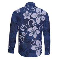 Plumeria Floral Tapa Pattern Navy Blue Family Matching Puletasi and Hawaiian Shirt LT01 - Polynesian Pride