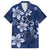 Plumeria Floral Tapa Pattern Navy Blue Hawaiian Shirt