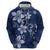 Plumeria Floral Tapa Pattern Navy Blue Hoodie