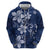 Plumeria Floral Tapa Pattern Navy Blue Hoodie