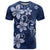 Plumeria Floral Tapa Pattern Navy Blue T Shirt