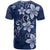 Plumeria Floral Tapa Pattern Navy Blue T Shirt