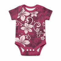 Plumeria Floral Tapa Pattern Ruby Pink Baby Onesie LT01 Pink - Polynesian Pride