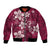 Plumeria Floral Tapa Pattern Ruby Pink Bomber Jacket