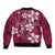 Plumeria Floral Tapa Pattern Ruby Pink Bomber Jacket