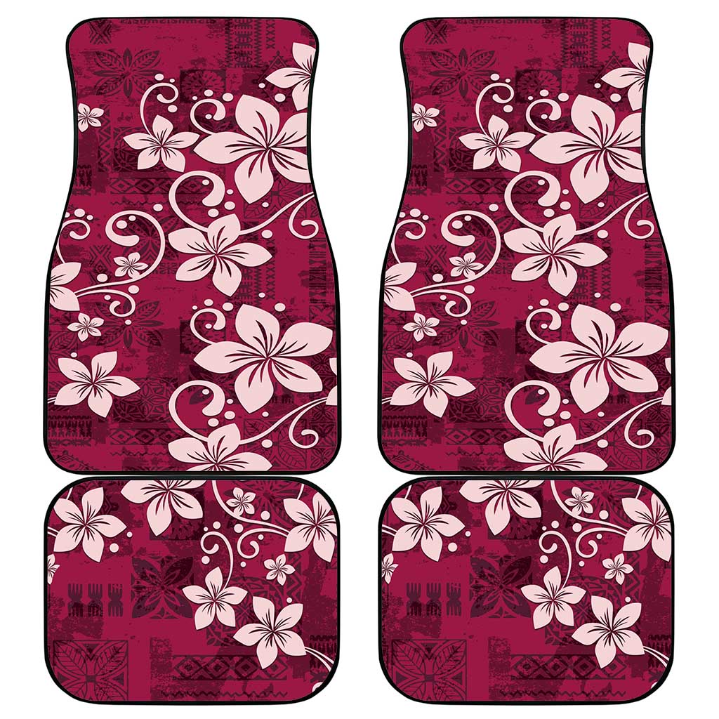 Plumeria Floral Tapa Pattern Ruby Pink Car Mats