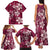Plumeria Floral Tapa Pattern Ruby Pink Family Matching Tank Maxi Dress and Hawaiian Shirt