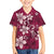 Plumeria Floral Tapa Pattern Ruby Pink Hawaiian Shirt