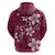 Plumeria Floral Tapa Pattern Ruby Pink Hoodie