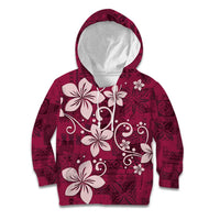 Plumeria Floral Tapa Pattern Ruby Pink Kid Hoodie