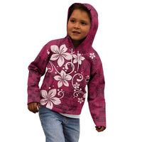 Plumeria Floral Tapa Pattern Ruby Pink Kid Hoodie