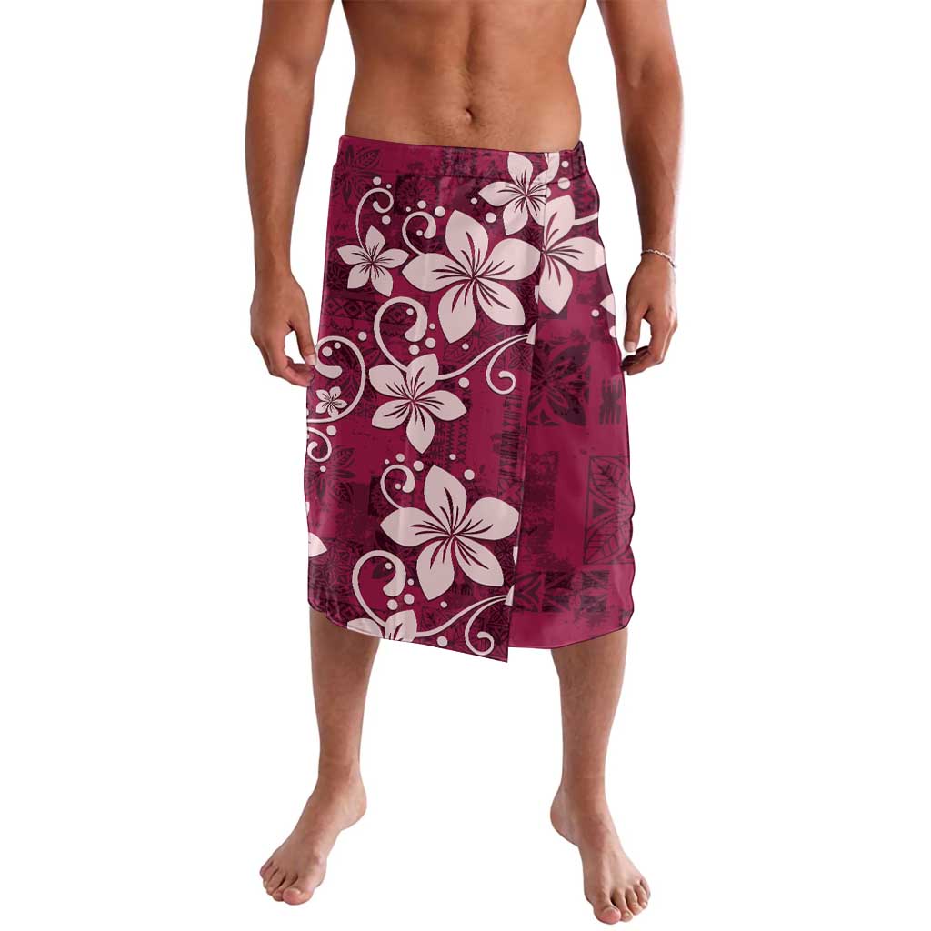 Plumeria Floral Tapa Pattern Ruby Pink Lavalava