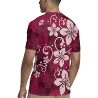 Plumeria Floral Tapa Pattern Ruby Pink Rugby Jersey