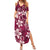 Plumeria Floral Tapa Pattern Ruby Pink Summer Maxi Dress