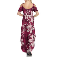 Plumeria Floral Tapa Pattern Ruby Pink Summer Maxi Dress