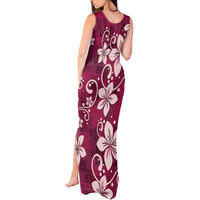 Plumeria Floral Tapa Pattern Ruby Pink Tank Maxi Dress