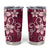 Plumeria Floral Tapa Pattern Ruby Pink Tumbler Cup