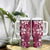 Plumeria Floral Tapa Pattern Ruby Pink Tumbler With Handle