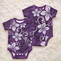 Plumeria Floral Tapa Pattern Amethyst Purple Baby Onesie LT01 - Polynesian Pride