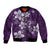 Plumeria Floral Tapa Pattern Amethyst Purple Bomber Jacket