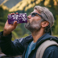 Plumeria Floral Tapa Pattern Amethyst Purple 4 in 1 Can Cooler Tumbler