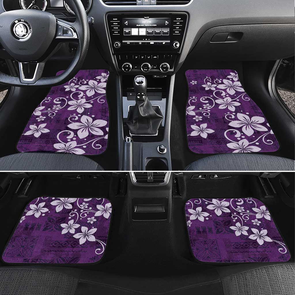 Plumeria Floral Tapa Pattern Amethyst Purple Car Mats