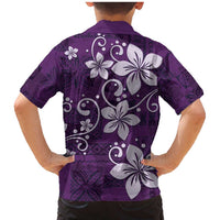 Plumeria Floral Tapa Pattern Amethyst Purple Family Matching Mermaid Dress and Hawaiian Shirt LT01 - Polynesian Pride
