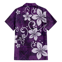 Plumeria Floral Tapa Pattern Amethyst Purple Family Matching Mermaid Dress and Hawaiian Shirt LT01 - Polynesian Pride